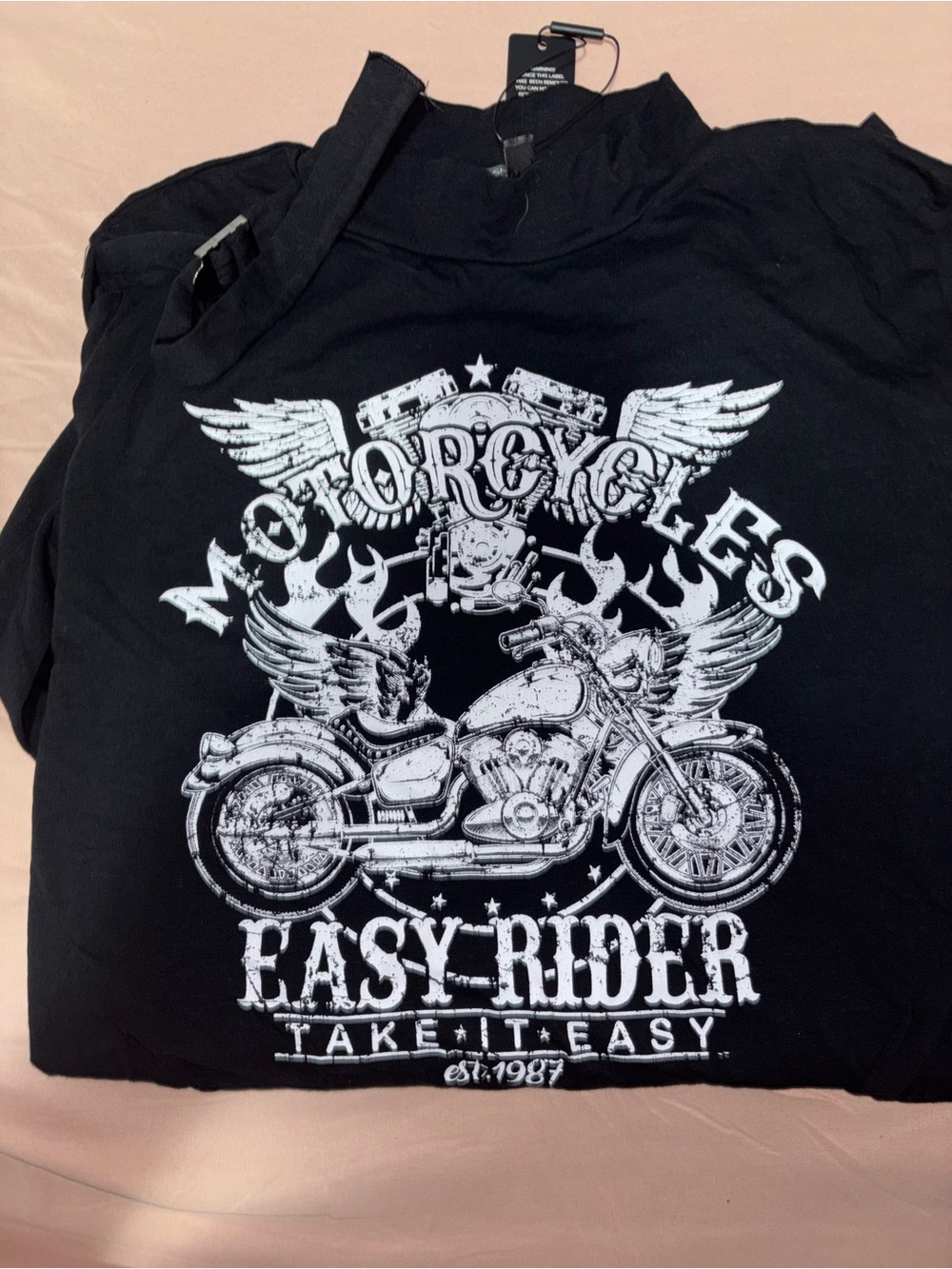 Fashion Nova Black Men's 'Easy Rider' Motorcycle Graphic Tee